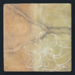 Abstract Silhouette schilderen op Tan-achtergrond Stenen Onderzetter<br><div class="desc">De achtergrond van dit Jennifer Goldberger schilderij ziet eruit als een tafel met een verstek erin. Er is ook een abstract silhouet van een bloem gemaakt in witte verf,  die nauwelijks de bruine achtergrond overtreft.</div>