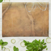 Abstract Silhouette schilderen op Tan-achtergrond Theedoek (Gevouwen)