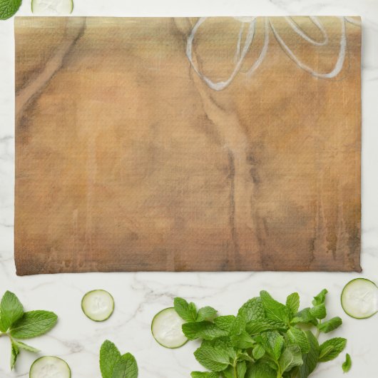 Abstract Silhouette schilderen op Tan-achtergrond Theedoek (Gevouwen)