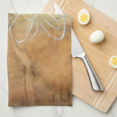 Abstract Silhouette schilderen op Tan-achtergrond Theedoek (Quarter Fold)