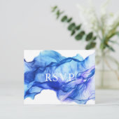 Abstract Silk Blue RSVP-Briefkaart Briefkaart (Staand voorkant)