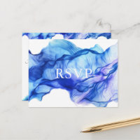 Abstract Silk Blue RSVP-Briefkaart