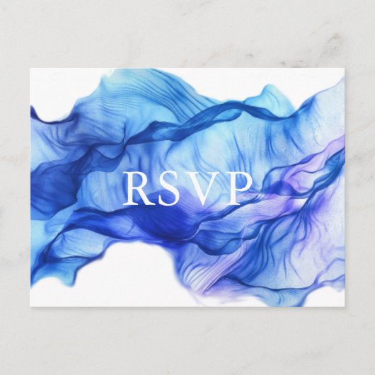 Abstract Silk Blue RSVP-Briefkaart Briefkaart (Voorkant)