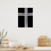 Abstract Silver Christelijk Cross Poster (Keuken)