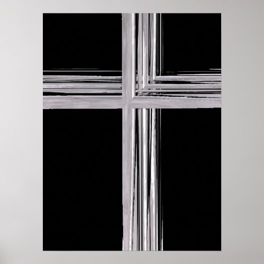 Abstract Silver Christelijk Cross Poster (Voorkant)