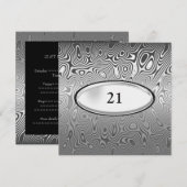 Abstract Silver Metal Black 21st Birthday Male Kaart (Voorkant / Achterkant)