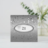 Abstract Silver Metal Black 21st Birthday Male Kaart (Staand voorkant)