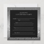 Abstract Silver Metal Black 21st Birthday Male Kaart (Achterkant)