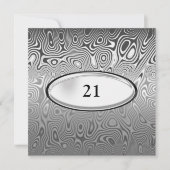 Abstract Silver Metal Black 21st Birthday Male Kaart (Voorkant)