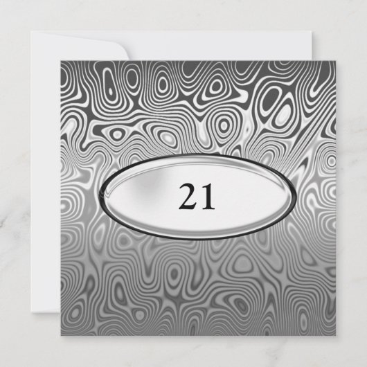 Abstract Silver Metal Black 21st Birthday Male Kaart (Voorkant)