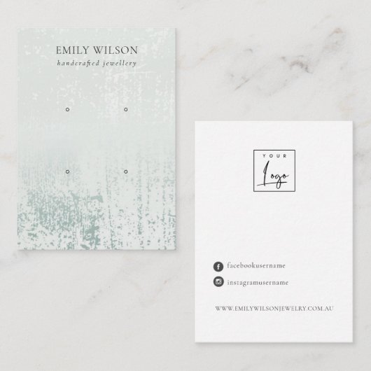 Abstract Silver Rain Aqua 2 Stud Earning Display Visitekaartje (Voorkant / Achterkant)