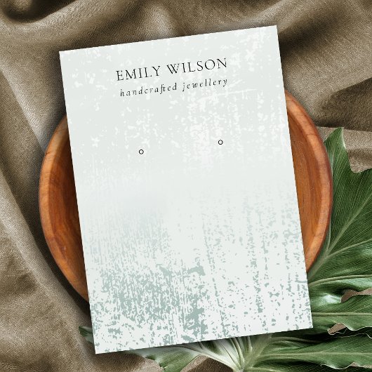 Abstract Silver Rain Aqua Texture Earring Display Visitekaartje