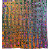 Abstract Sinaasappel en Aqua Retro Boomerang Waves Douchegordijn (Voorkant)