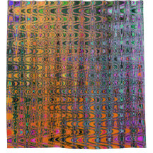 Abstract Sinaasappel en Aqua Retro Boomerang Waves