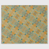 abstract sinaasappel en blauwgroen cadeaupapier (Vlak)