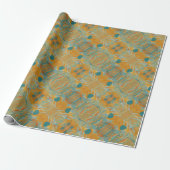 abstract sinaasappel en blauwgroen cadeaupapier (Uitgerold)