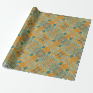 abstract sinaasappel en blauwgroen cadeaupapier