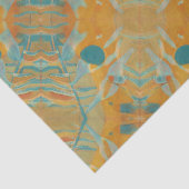 abstract sinaasappel en blauwgroen tissuepapier (Detail)