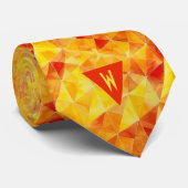 Abstract Sinaasappel en Geel Monogram Stropdas (Opgerold)