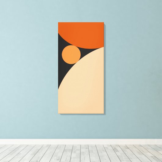 Abstract Sinaasappel en perzikcirkels Canvas Afdruk (Insitu (Houten vloer))