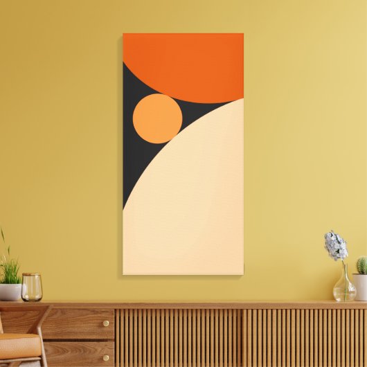 Abstract Sinaasappel en perzikcirkels Canvas Afdruk (Insitu (Woonkamer))