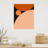 Abstract Sinaasappel en perzikcirkels Poster (Keuken)