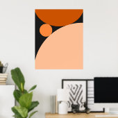 Abstract Sinaasappel en perzikcirkels Poster (Thuiskantoor)