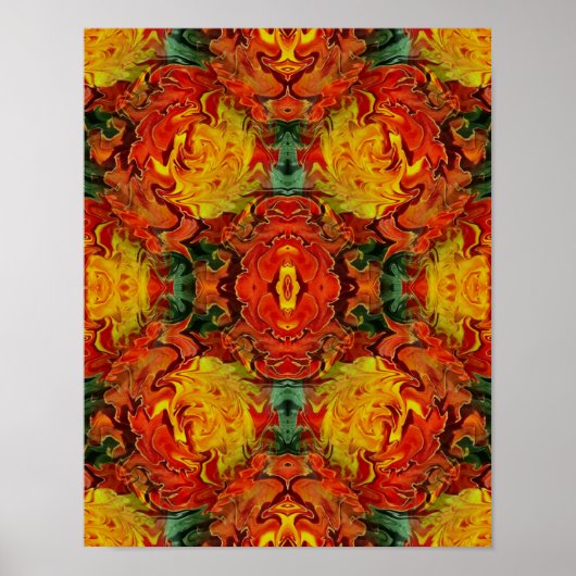 Abstract Sinaasappel Geel Groen Poster (Voorkant)