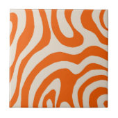 Abstract Sinaasappel Marmeren Groovy Stripe Bold M Tegeltje (Voorkant)