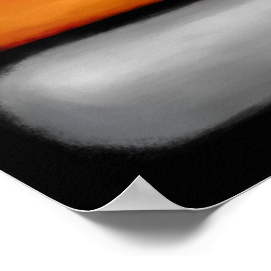 Abstract Sinaasappel Silver Black Poster (Hoek)