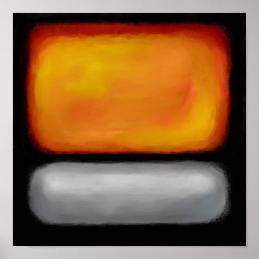 Abstract Sinaasappel Silver Black Poster (Voorkant)