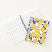 Abstract Sinaasappels Blauwe Bladeren Modern Fruit Notitieboek (Binnen)