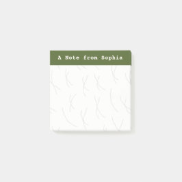 Abstract Sketchy Lines Personalized | Olive Green Post-it® Notes