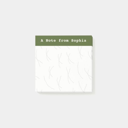 Abstract Sketchy Lines Personalized | Olive Green Post-it® Notes (Voorkant)