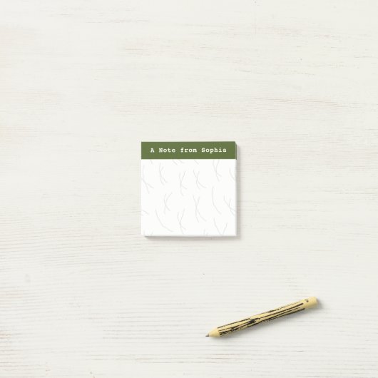 Abstract Sketchy Lines Personalized | Olive Green Post-it® Notes (Op bureau)