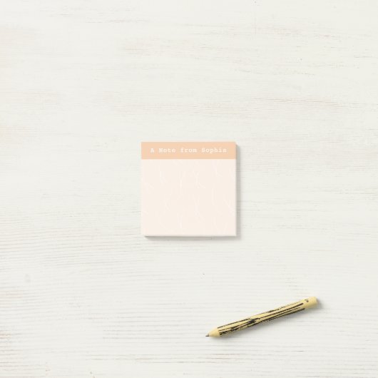 Abstract Sketchy Lines Personalized | Peach Puff Post-it® Notes (Op bureau)