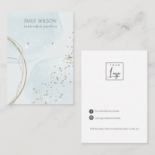 Abstract Sky Blue Gold Ketting Verdien beeldscherm Visitekaartje (Voorkant / Achterkant)