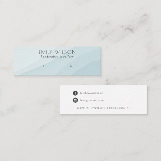 Abstract Sky Blue Waves Stud Earning Display Mini Visitekaartje (Voorkant / Achterkant)