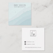 Abstract Sky Blue Waves Stud Earning Display  Vierkante Visitekaartje (Voorkant / Achterkant)