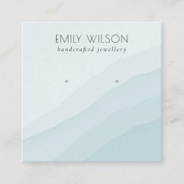 Abstract Sky Blue Waves Stud Earning Display  Vierkante Visitekaartje