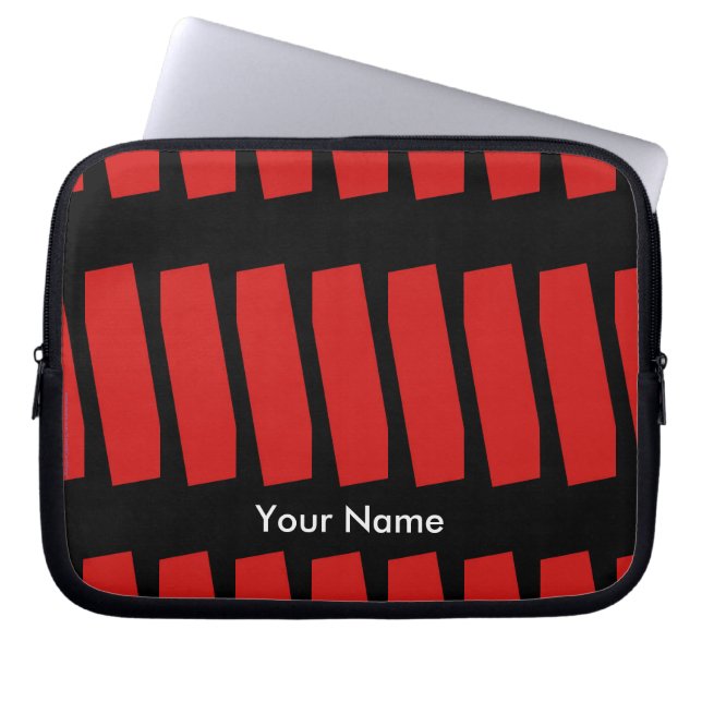 Abstract Sleeve laptop, rood en zwart (Voorkant)