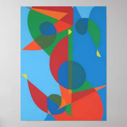 Abstract Sleutel Blauwe Harmonie Print (Voorkant)