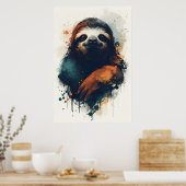 Abstract Sloth Wall Art – Relaxed Animal Poster (Keuken)
