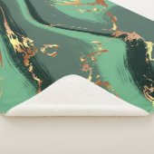 Abstract Smaragd- en Goudbladpatroon Sherpa Deken (3/4)