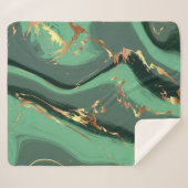 Abstract Smaragd- en Goudbladpatroon Sherpa Deken (Voorkant (horizontaal))