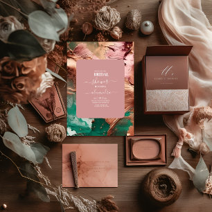 Abstract smaragdgroen roos gouden bruid kaart