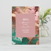 Abstract smaragdgroen roos gouden bruid kaart (Staand voorkant)