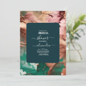 Abstract smaragdgroen roos gouden bruid kaart (Staand voorkant)
