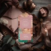 Abstract smaragdgroen roos gouden bruiloft all in one uitnodiging