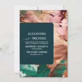 Abstract smaragdgroen roos gouden bruiloft kaart (Voorkant)